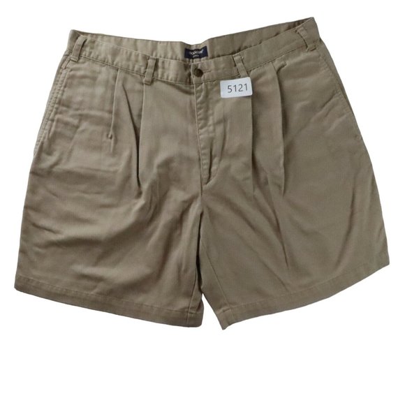 DOCKERS Shorts Men's Pleated Khakis Slash Pockets Button Brown 38 - Picture 11 of 11